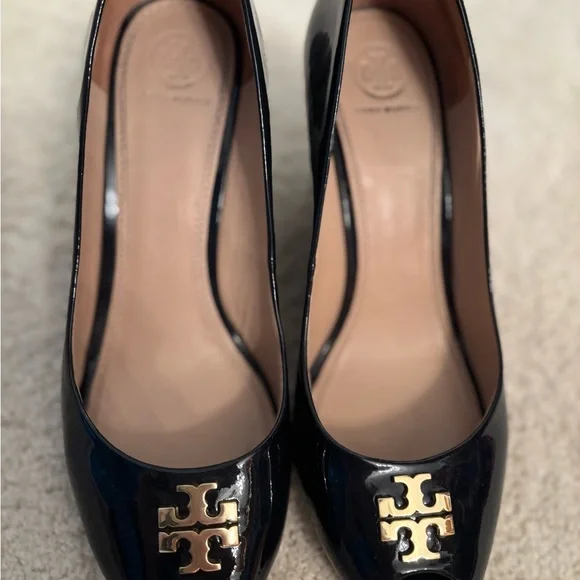 Tory Burch Navy Peep-Toe Flats - Picture 7 of 12